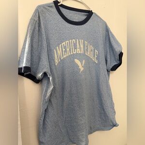 American Eagle Outfitters Blue and Black Men's Shirt